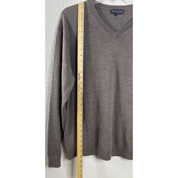 Hart Schaffner Marx Sz XL Extra Fine Merino Wool Brown V-Neck Pullover EUC - Picture 3 of 6